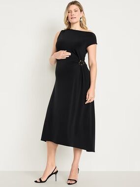 Black Maternity Midi Dress